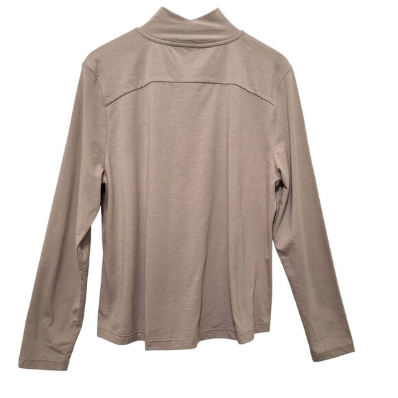 Ministry Of Supply Composite Merino Wool Blend Mock Neck Top Light Beige Women L - Picture 2 of 6